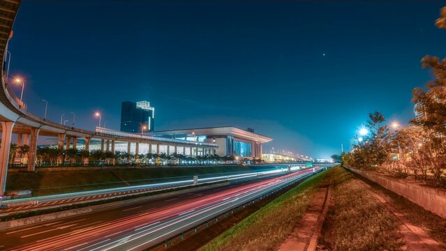 Hefei City Night Traffic Light Trails Long Exposure Urban Nightscape Photography China