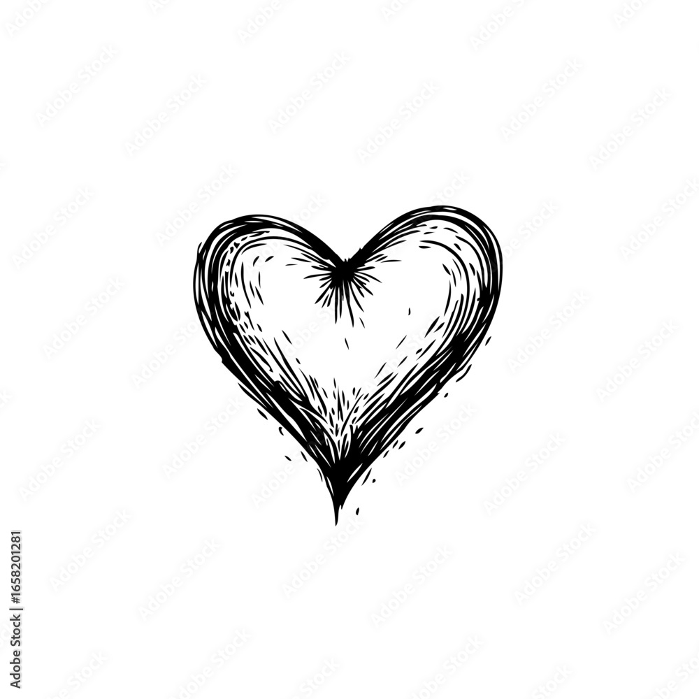 Poster Simple sketched heart illustration on a white background creating a minimal and charming design for use