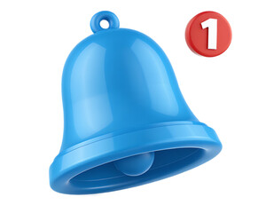 Fototapeta premium 3D Vibrant Blue Notification Bell with Alert Indicator Standing Out Against white background Indicating Important Message and Reminder Concept