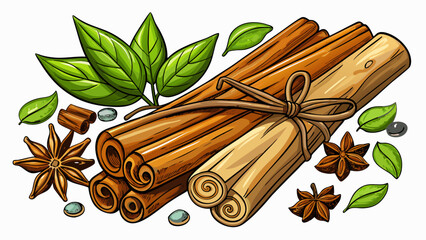Aromatic cinnamon sticks and bark pieces isolated on white background, natural spice ingredient for cooking, baking and flavoring beverages.