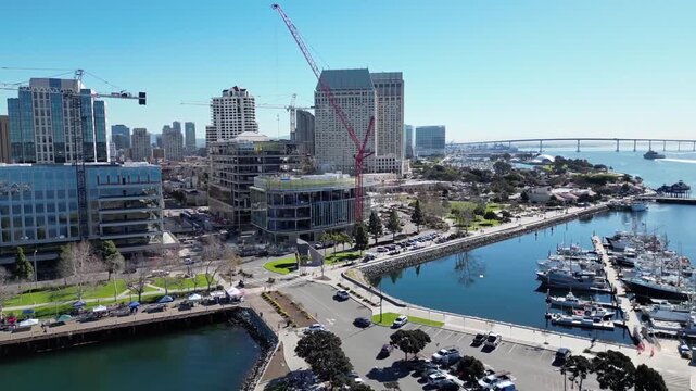 Aerial cityscape view of San Diego, Southern California USA