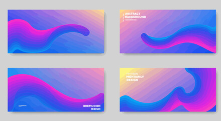 Obraz premium Set of vibrant abstract backgrounds with flowing gradient waves and blurred textures