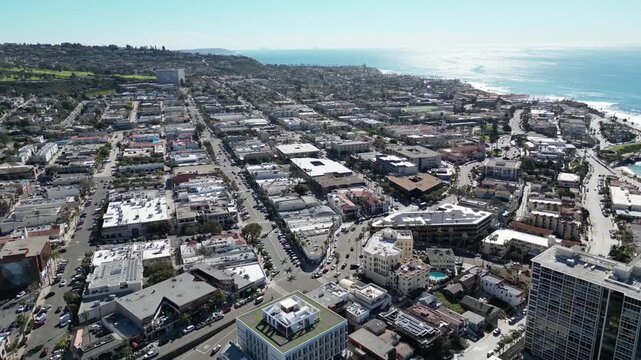 Aerial cityscape view of San Diego, Southern California USA