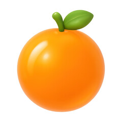 PNG Glossy orange with green leaf.