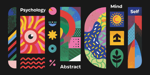 Abstract Colorful Psychology Mind and Self Concept Art