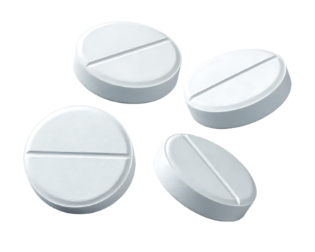 3D White pills on a black background medication and health concept studio shot of medicine tablets used for treatment