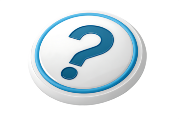 Blue question mark symbol isolated on transparent background