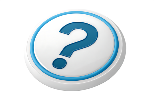 Blue question mark symbol isolated on transparent background