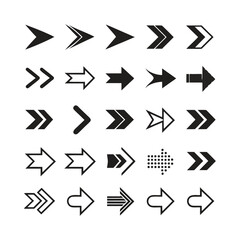 A vector icon set of various black arrows for web design
