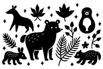 Vector illusion of  seamless pattern with wild animals