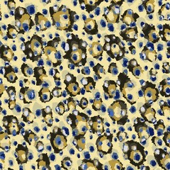 This seamless pattern features a classic leopard print with black, brown and beige spots for a bold and stylish design.