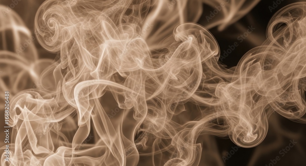 Poster A delicate dance of smoke creating ethereal patterns against a dark backdrop with soft light effects