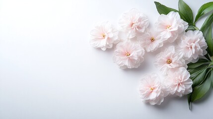 Naklejka premium Delicate pink flowers arranged on a white background.