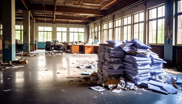 廃墟のオフィスの写真