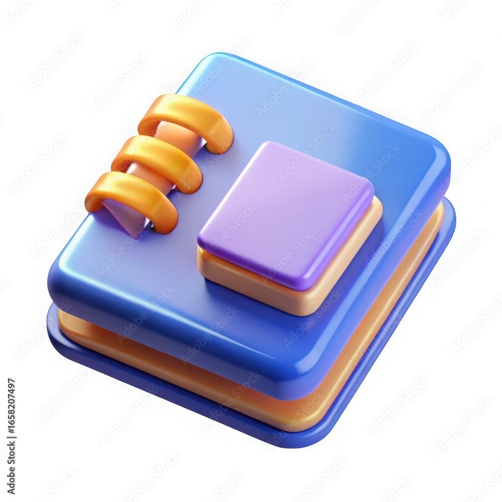 Aufkleber 3d stacked notebooks with orange spiral binding isolated on transparent background