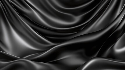 Fototapeta premium Close-up view of draped black fabric.