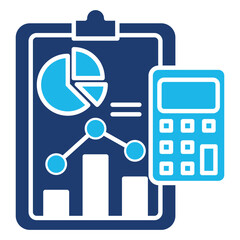 Income Icon In Blue Monochrome Flat Design, Vector Illustration