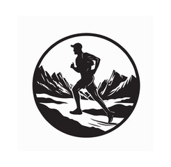 Cross country running logo vector design featuring a silhouette of a runner