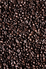 Roasted Coffee Beans Texture: A rich, dark, and aromatic texture image of roasted coffee beans, perfect for backgrounds, websites, or coffee-related designs.
