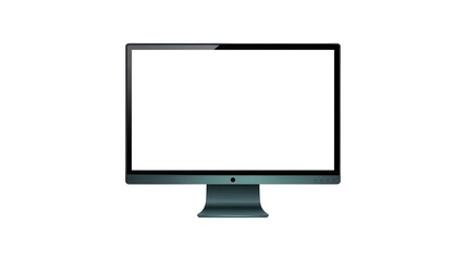 Modern Computer Monitor with Blank White Screen Isolated on White Background Perfect for Mockups and Presentations Demonstrating Technology