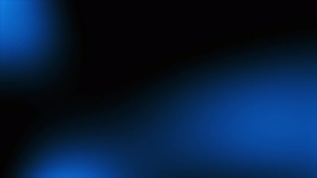 Abstract blue gradient background of soft blurred lights fluid motion on black. Glowing light blue lights flow, liquid backround with flashes. Information technology background, innovations. 4k loop.