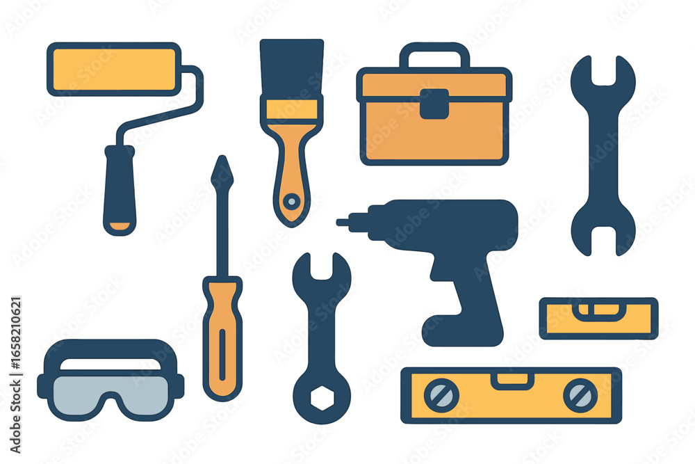 Poster various essential tools for home improvement projects in vector format