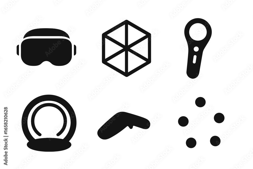 Poster vector art of virtual reality elements in different shapes