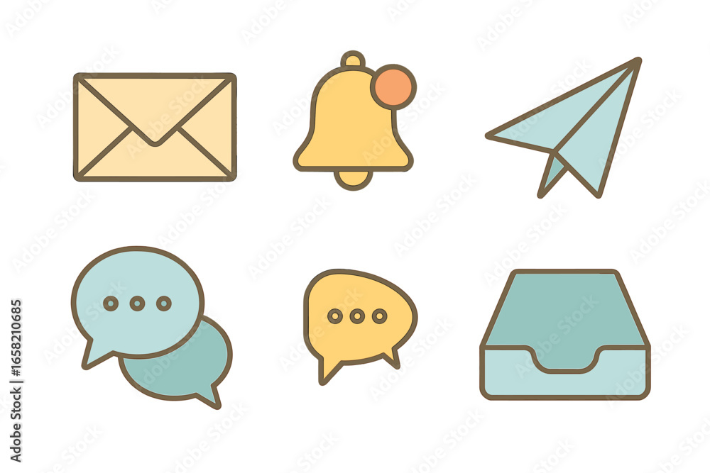 Poster communication icons in a vector style for digital design projects