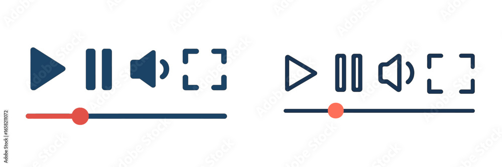 Poster modern multimedia control icons in flat vector style design