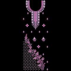 Embroidery neckline design floral motifs leafs leaves ornaments for digital print on fabric.