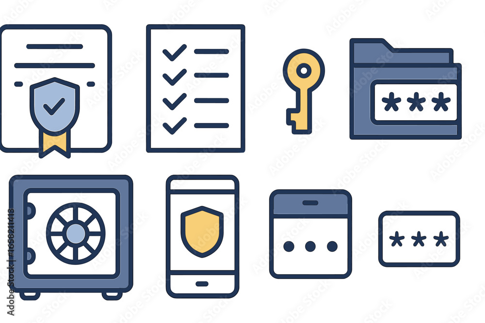 Poster vector illustration of security and data protection concepts