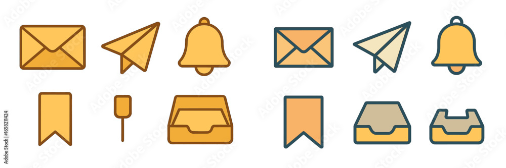 Poster colorful icons for communication and notifications vector art
