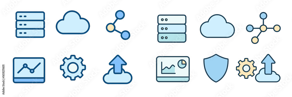 Poster modern technology icons for cloud computing and data management