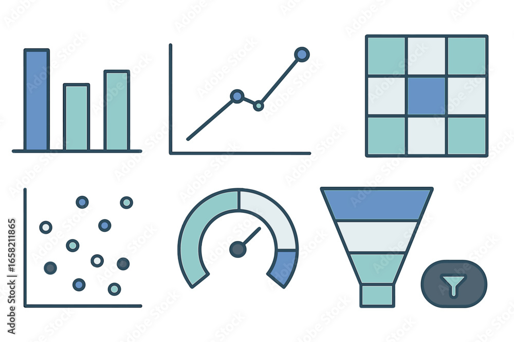 Poster data visualization elements in modern vector design