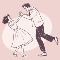 Boy and Girl with Heart - Cute Cartoon Illustration