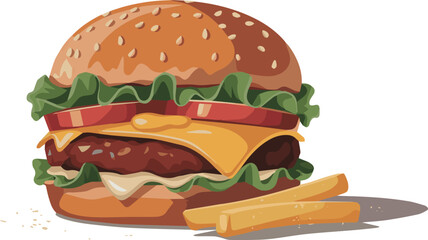 Create a kinds of deferent Fast food item vector art with white background.