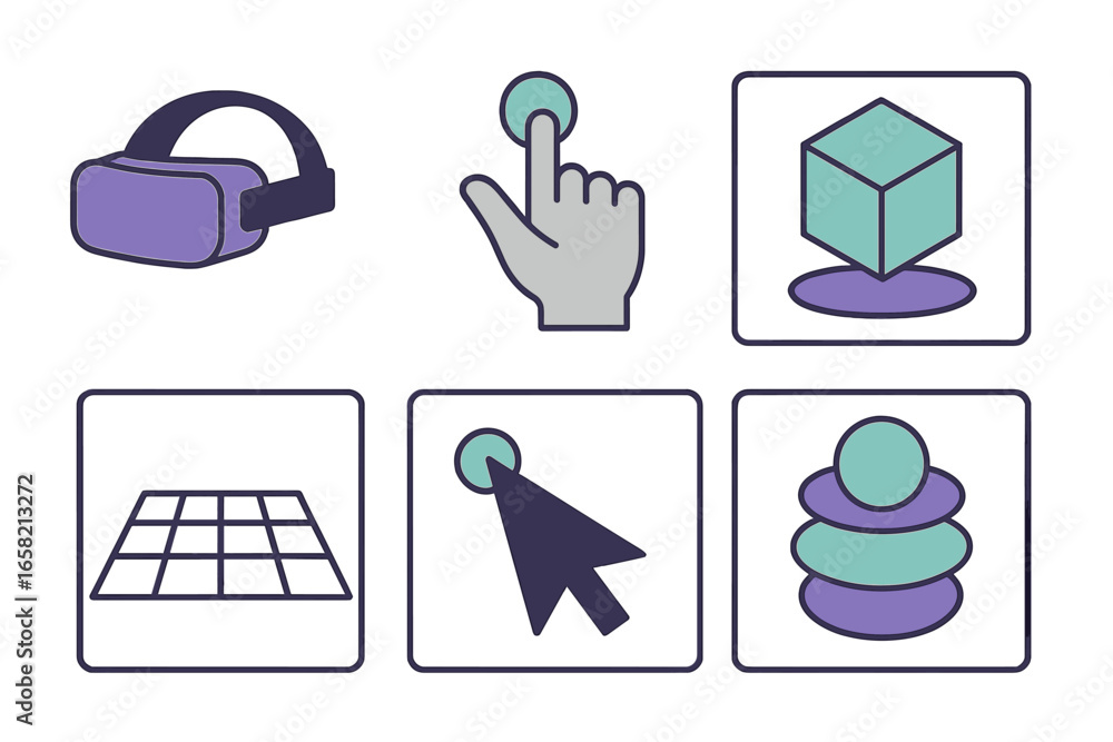 Poster vector art of vr technology and interaction concepts