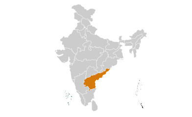 Obraz premium Andhra Pradesh map closeup, Indian states, suitable for education, business, presentations, print, web use, and creative geographic projects. Indian union territory.