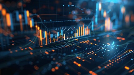 A complex digital display with data visualizations.