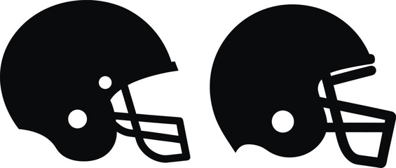 American Football Helmet Silhouette Vector, Football helmet icon, different variations and styles on a white background