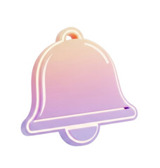 3D Gradient Bell Notification Icon cutout isolated on transparent bg, png