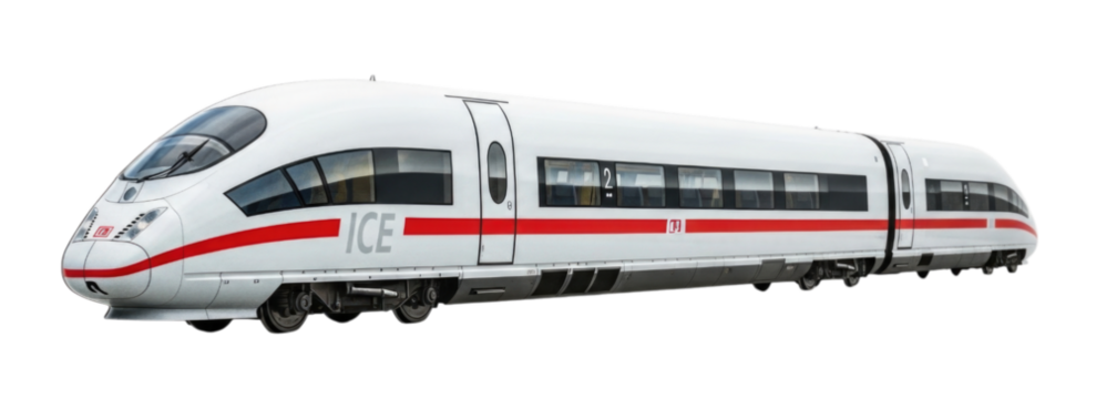 German ICE High Speed Train cutout isolated on transparent bg, png