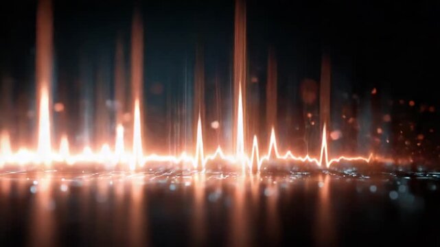 Abstract glowing heart rate monitor graphic