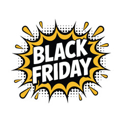 Black Friday Comic Style Burst Graphic with Yellow and Black Colors