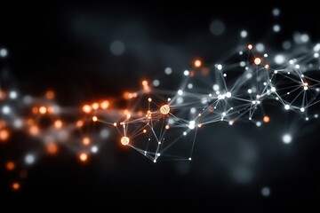 Obraz premium AI concept visualization with abstract neural networks and flowing data streams, translucent geometric structures, deep depth of field, and dynamic cool-warm contrast, perfect for tech illustration