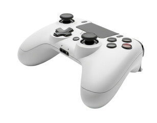 White Wireless Video Game Controller cutout isolated on transparent bg, png