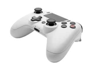 White Wireless Video Game Controller cutout isolated on transparent bg, png