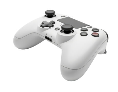 White Wireless Video Game Controller cutout isolated on transparent bg, png - Powered by Adobe