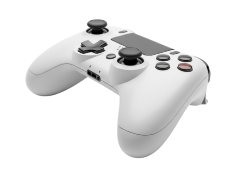 White Wireless Video Game Controller cutout isolated on transparent bg, png