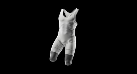 White Wrestling Singlet Mockup on Black Background
